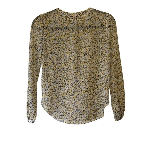 ✨Loft Womens Petites Floral Sheer Ruffled‎ Ling Sleeve Blouse Top, Size XX Small - Picture 4 of 11